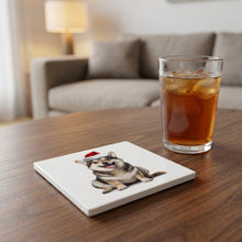 Swedish Vallhund ceramic coasters set of 4, lifestyle
