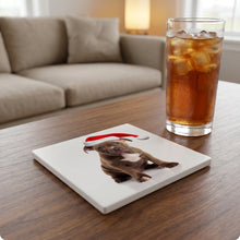 Staffordshire Bull Terrier ceramic coasters set of 4, lifestyle