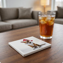 Basenji ceramic coasters set of 4, lifestyle