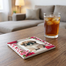 Pekingese ceramic coasters set of 4, lifestyle