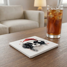 Japanese Chin Puppy Drawing ceramic coasters set of 4, lifestyle