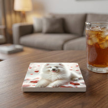 Samoyed ceramic coasters set of 4, lifestyle