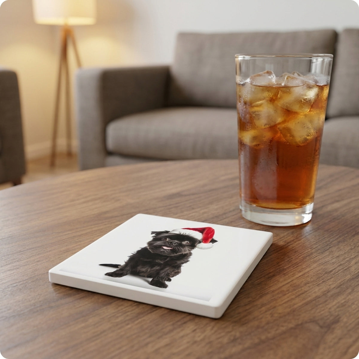 Affenpinscher ceramic coasters set of 4, lifestyle