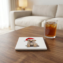 Chinook Puppy ceramic coasters set of 4, lifestyle