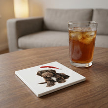 Wirehaired Pointing Griffon Puppy Drawing ceramic coasters set of 4, lifestyle