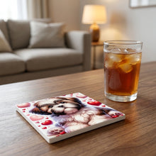 Shih Tzu ceramic coasters set of 4, lifestyle