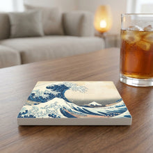 Great Wave ceramic coasters set of 4, lifestyle