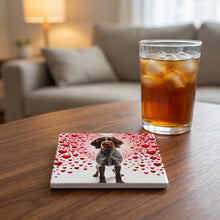 German Wirehaired Pointer ceramic coasters set of 4, lifestyle