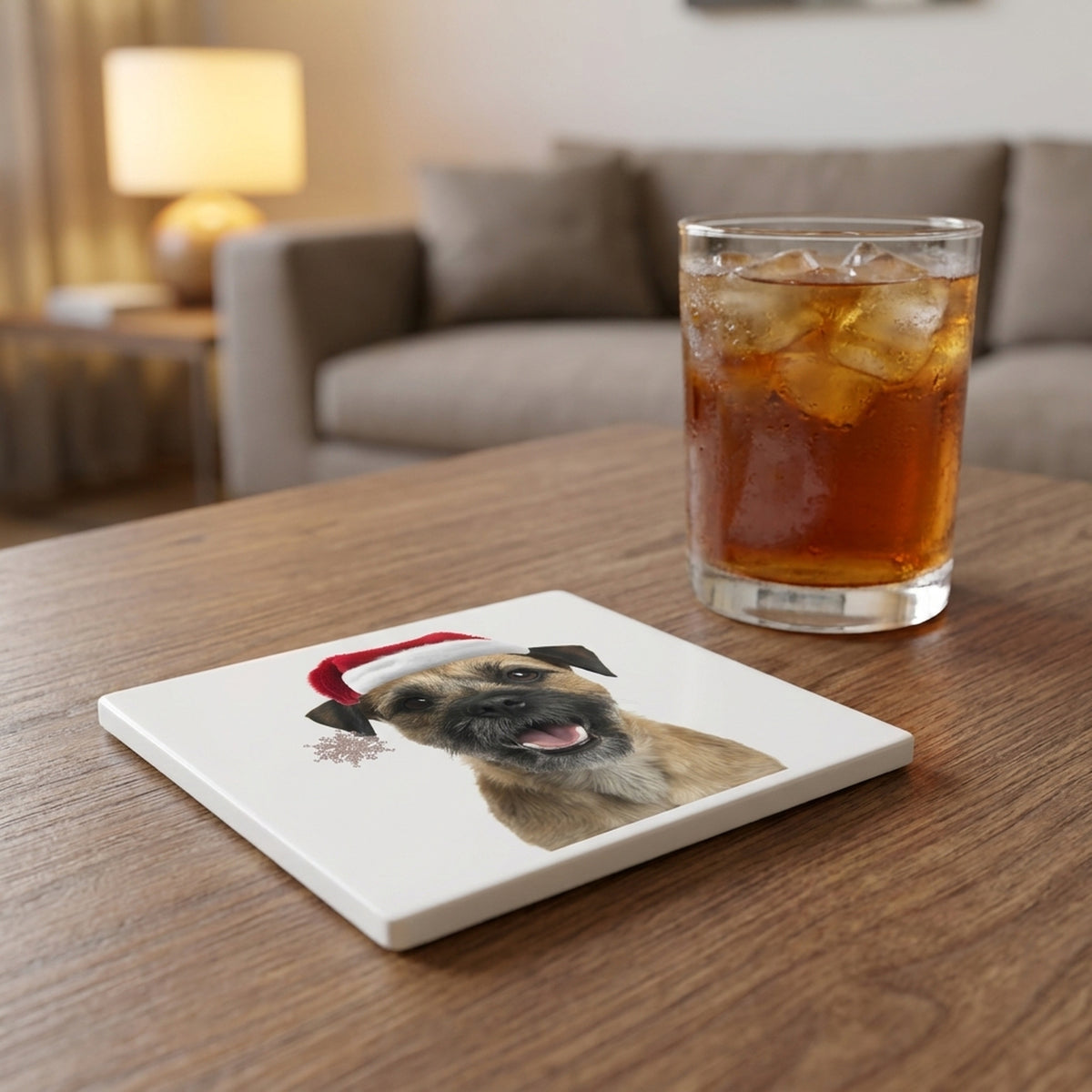 Border Terrier ceramic coasters set of 4, lifestyle
