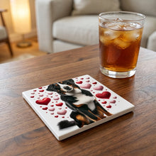 Bernese Mountain Dog ceramic coasters set of 4, lifestyle