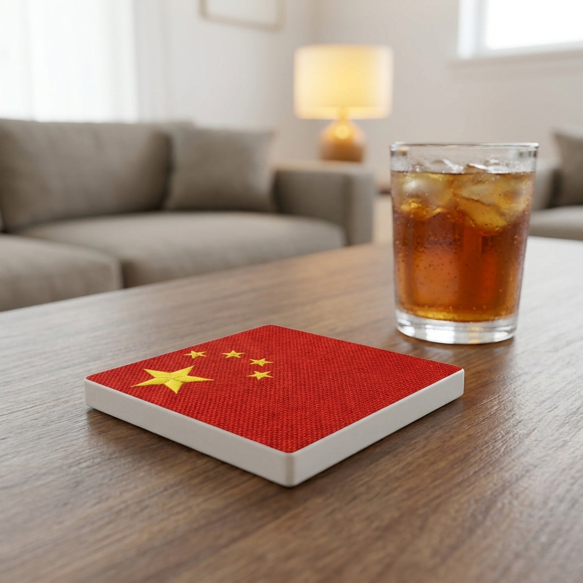 China Flag Pride ceramic coasters set of 4, lifestyle