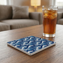 Ocean Waves ceramic coasters set of 4, lifestyle