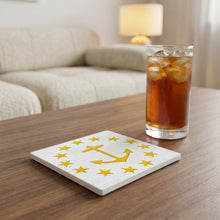 Rhode Island State Flag ceramic coasters set of 4, lifestyle