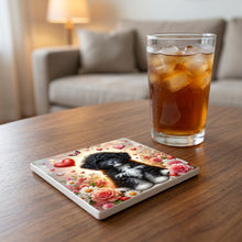 Portuguese Water Dog ceramic coasters set of 4, lifestyle