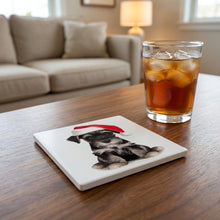 Standard Schnauzer Puppy ceramic coasters set of 4, lifestyle