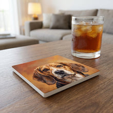 Beagle Portrait ceramic coasters set of 4, lifestyle