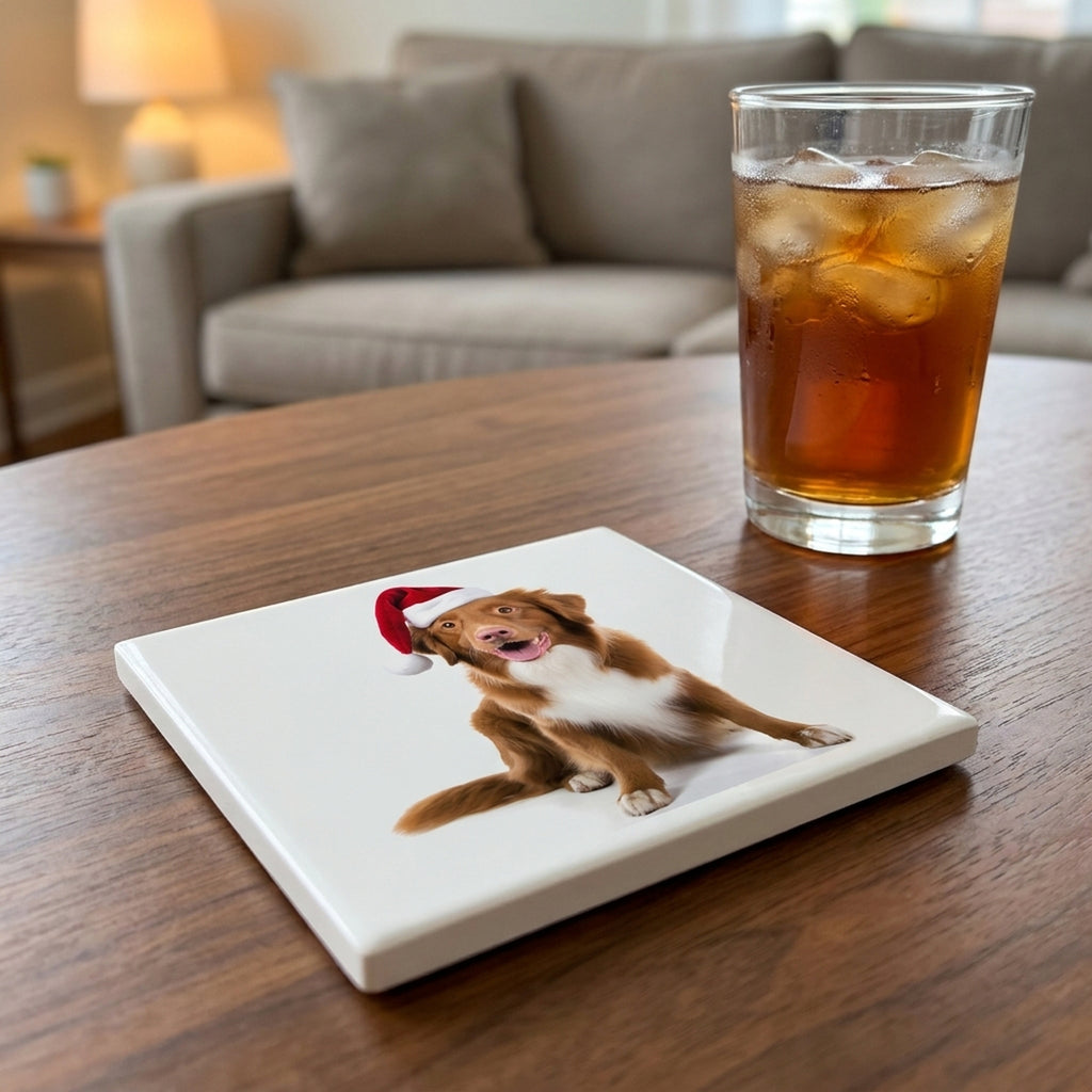 Nova Scotia Duck Tolling Retriever ceramic coasters set of 4, lifestyle