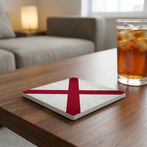 Alabama State Flag ceramic coasters set of 4, lifestyle