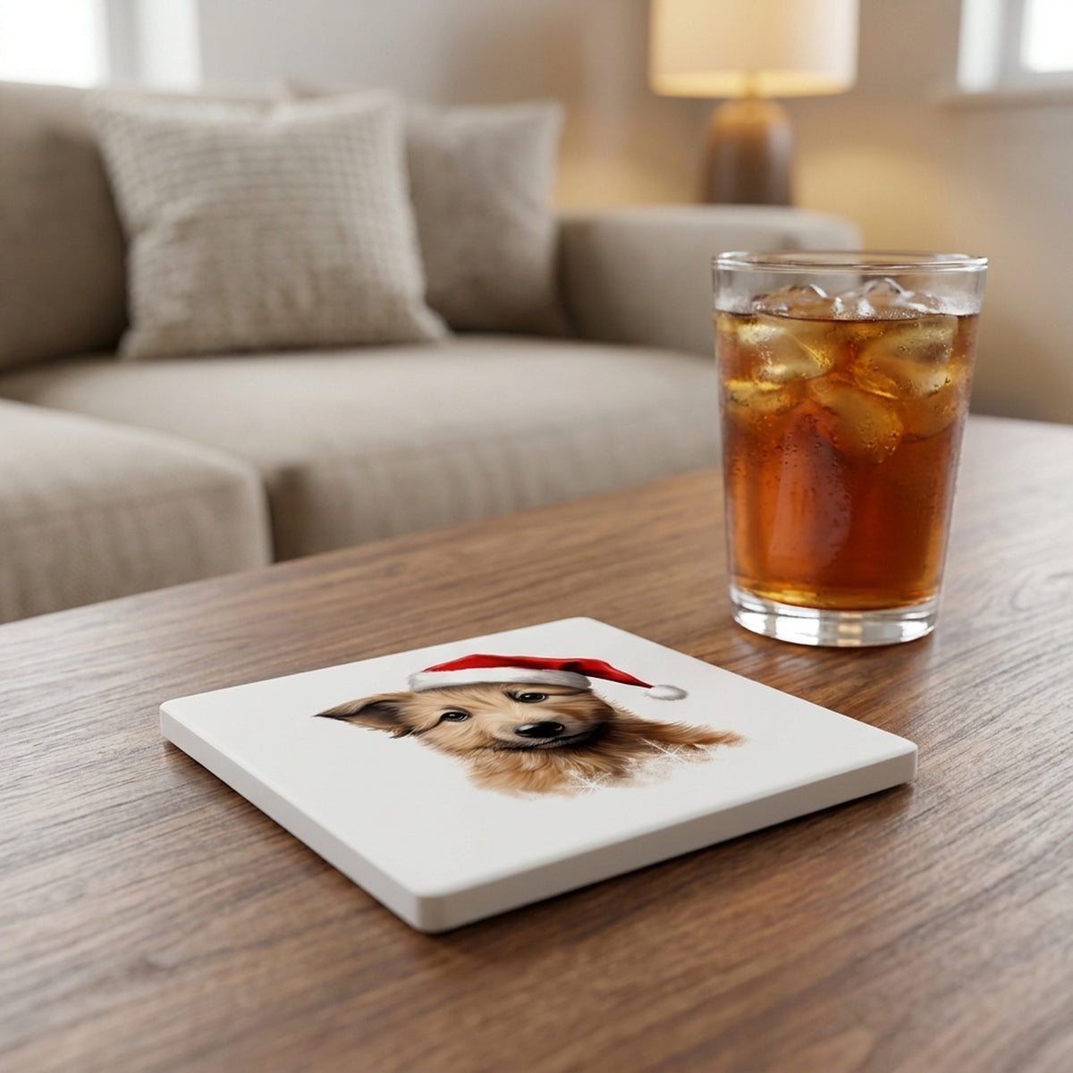 Berger Picard Puppy Drawing ceramic coasters set of 4, lifestyle