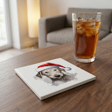 Bedlington Terrier Puppy Drawing ceramic coasters set of 4, lifestyle