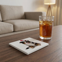 Miniature American Shepherd ceramic coasters set of 4, lifestyle
