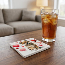 Icelandic Sheepdog ceramic coasters set of 4, lifestyle
