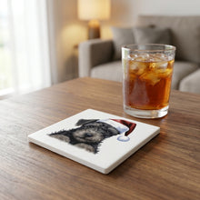 Kerry Blue Terrier Puppy Drawing ceramic coasters set of 4, lifestyle