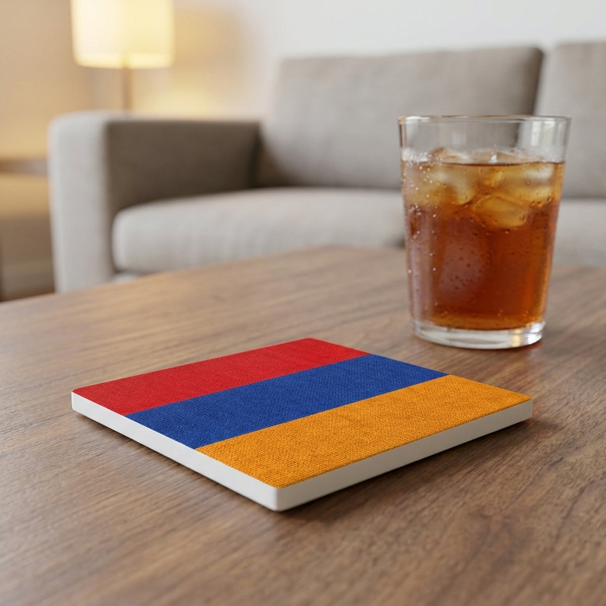 Armenia Flag Pride ceramic coasters set of 4, lifestyle