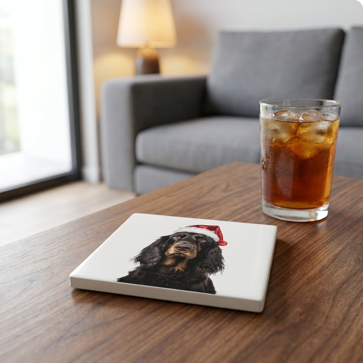 Gordon Setter ceramic coasters set of 4, lifestyle