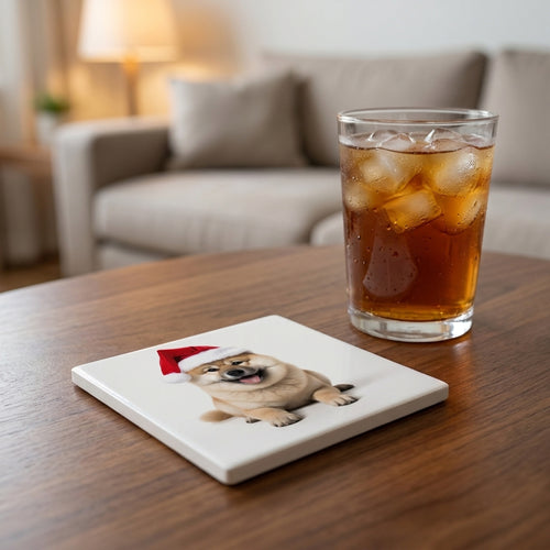 Akita ceramic coasters set of 4, lifestyle