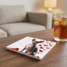 Xoloitzcuintli ceramic coasters set of 4, lifestyle