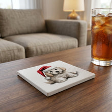 Coton de Tulear Puppy Drawing ceramic coasters set of 4, lifestyle