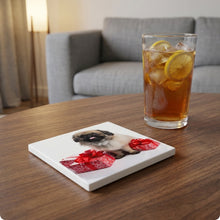 Pekingese ceramic coasters set of 4, lifestyle