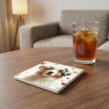 Australian Shepherd ceramic coasters set of 4, lifestyle