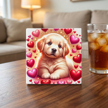 Golden Retriever ceramic coasters set of 4, lifestyle