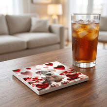 Dogo Argentino ceramic coasters set of 4, lifestyle