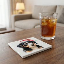 Entlebucher Mountain Dog Puppy Drawing ceramic coasters set of 4, lifestyle