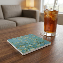 Almond Blossoms ceramic coasters set of 4, lifestyle