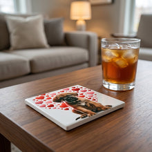 Mastiff ceramic coasters set of 4, lifestyle