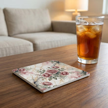 Vintage Rose Bouquet ceramic coasters set of 4, lifestyle