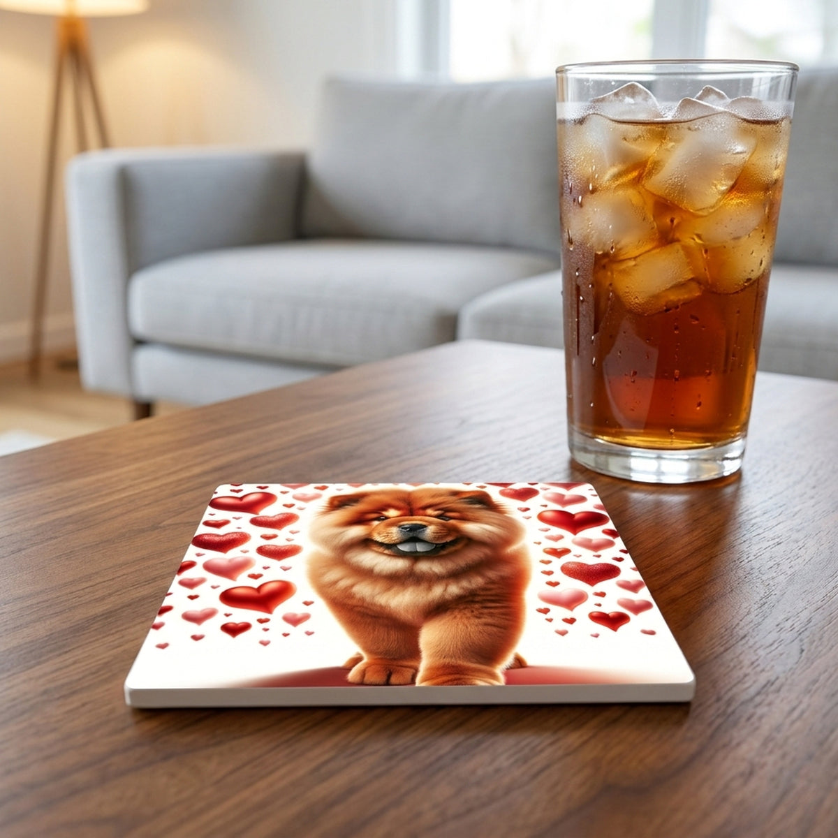 Chow Chow ceramic coasters set of 4, lifestyle