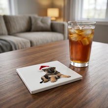 German Shepherd Dog Puppy ceramic coasters set of 4, lifestyle