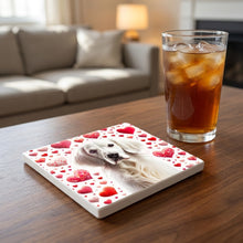 English Setter ceramic coasters set of 4, lifestyle
