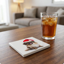 Tibetan Spaniel ceramic coasters set of 4, lifestyle