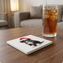 Border Collie Puppy ceramic coasters set of 4, lifestyle
