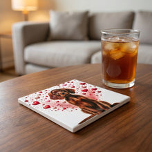 Irish Setter ceramic coasters set of 4, lifestyle