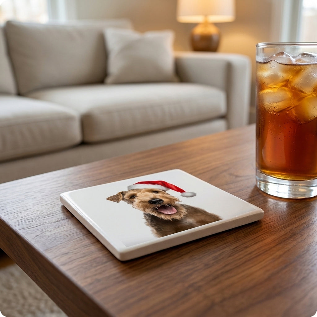 Lakeland Terrier ceramic coasters set of 4, lifestyle