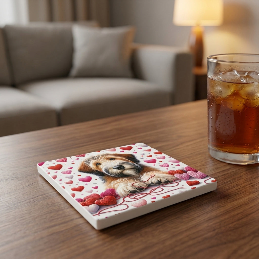 Briard ceramic coasters set of 4, lifestyle