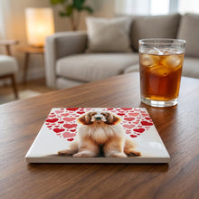 English Cocker Spaniel ceramic coasters set of 4, lifestyle