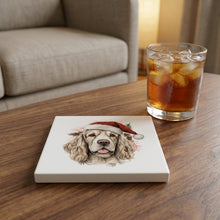 Clumber Spaniel ceramic coasters set of 4, lifestyle